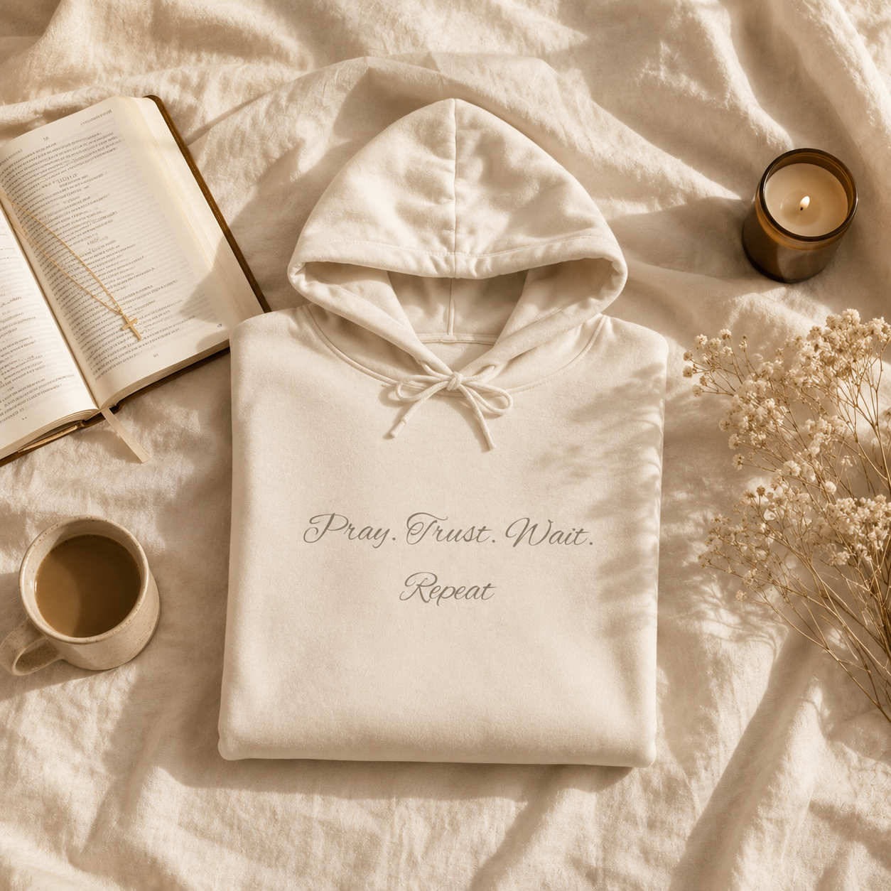 Sweat à capuche Prier, faire confiance, attendre
