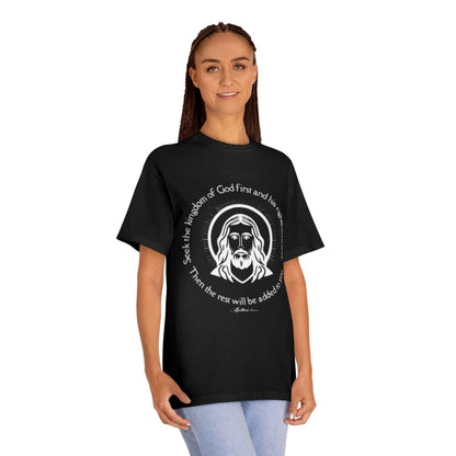Christian Jesus Tee — "Seek the kingdom of God first" Spiritual Faith T-Shirt