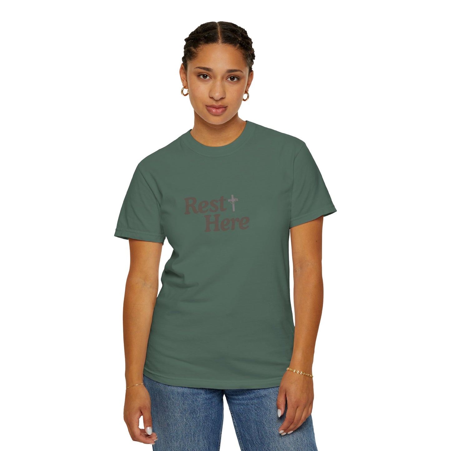 Rest Here T-Shirt — Minimal Faith Graphic Tee