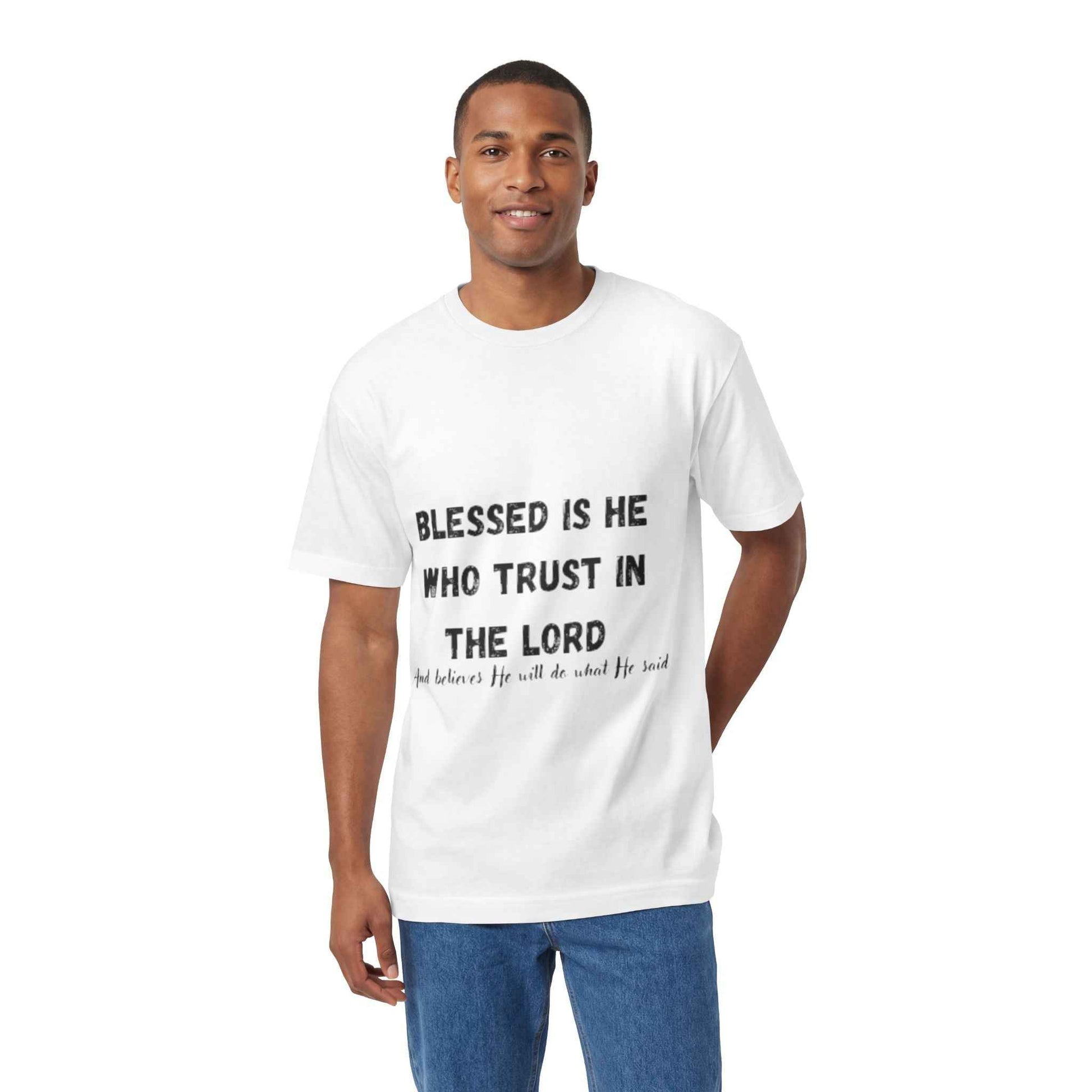 Blessed Is He Who Trust in the Lord T-Shirt | Scripture Tree Back Print
