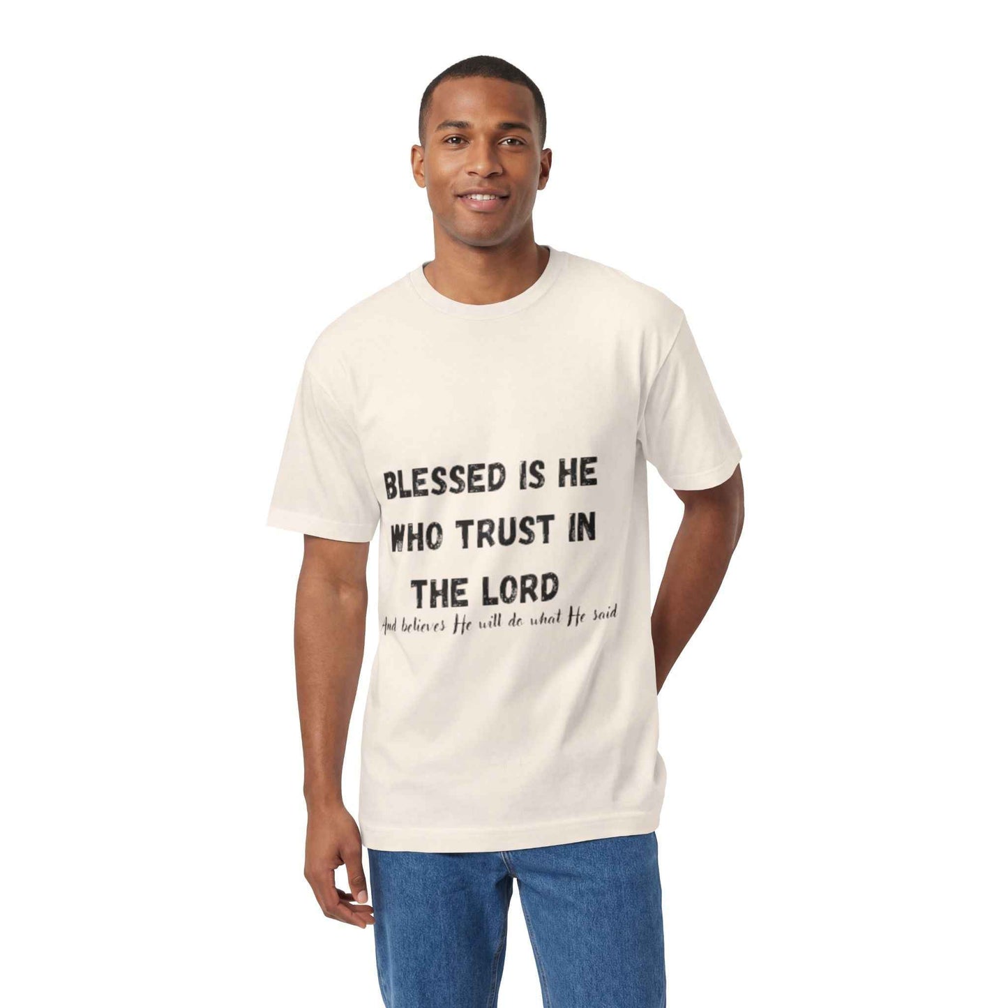 Blessed Is He Who Trust in the Lord T-Shirt | Scripture Tree Back Print