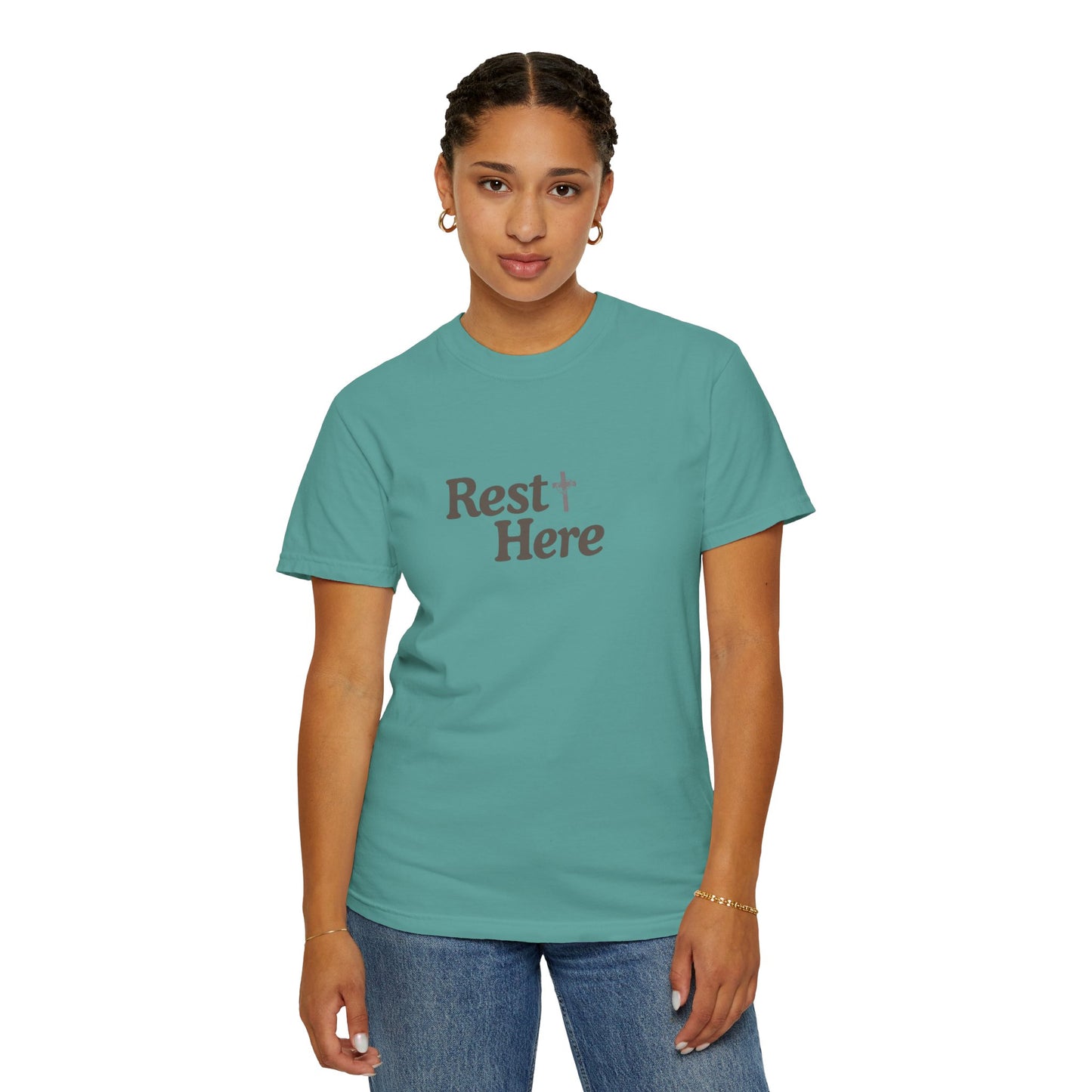 Rest Here T-Shirt — Minimal Faith Graphic Tee