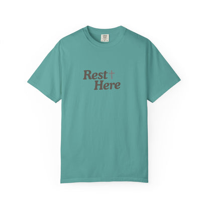 Rest Here T-Shirt — Minimal Faith Graphic Tee