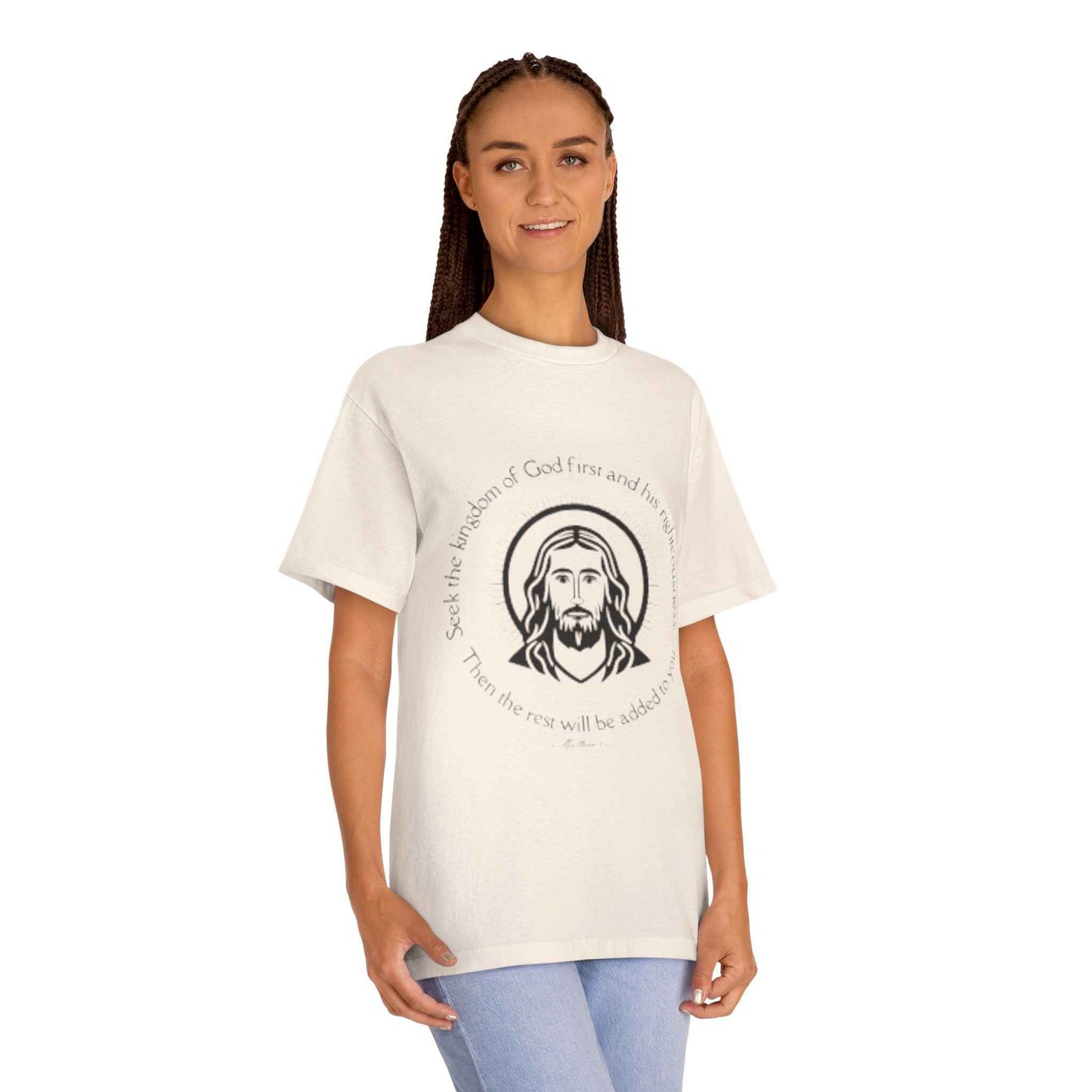 Christian Jesus Tee — "Seek the kingdom of God first" Spiritual Faith T-Shirt