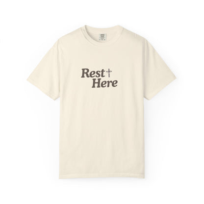 Rest Here T-Shirt — Minimal Faith Graphic Tee