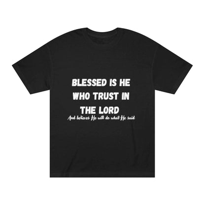 Blessed Is He Who Trust in the Lord T-Shirt | Scripture Tree Back Print