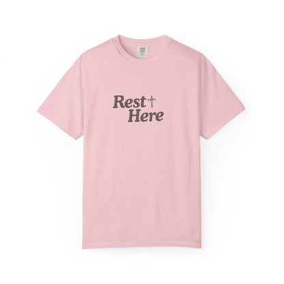 Rest Here T-Shirt — Minimal Faith Graphic Tee