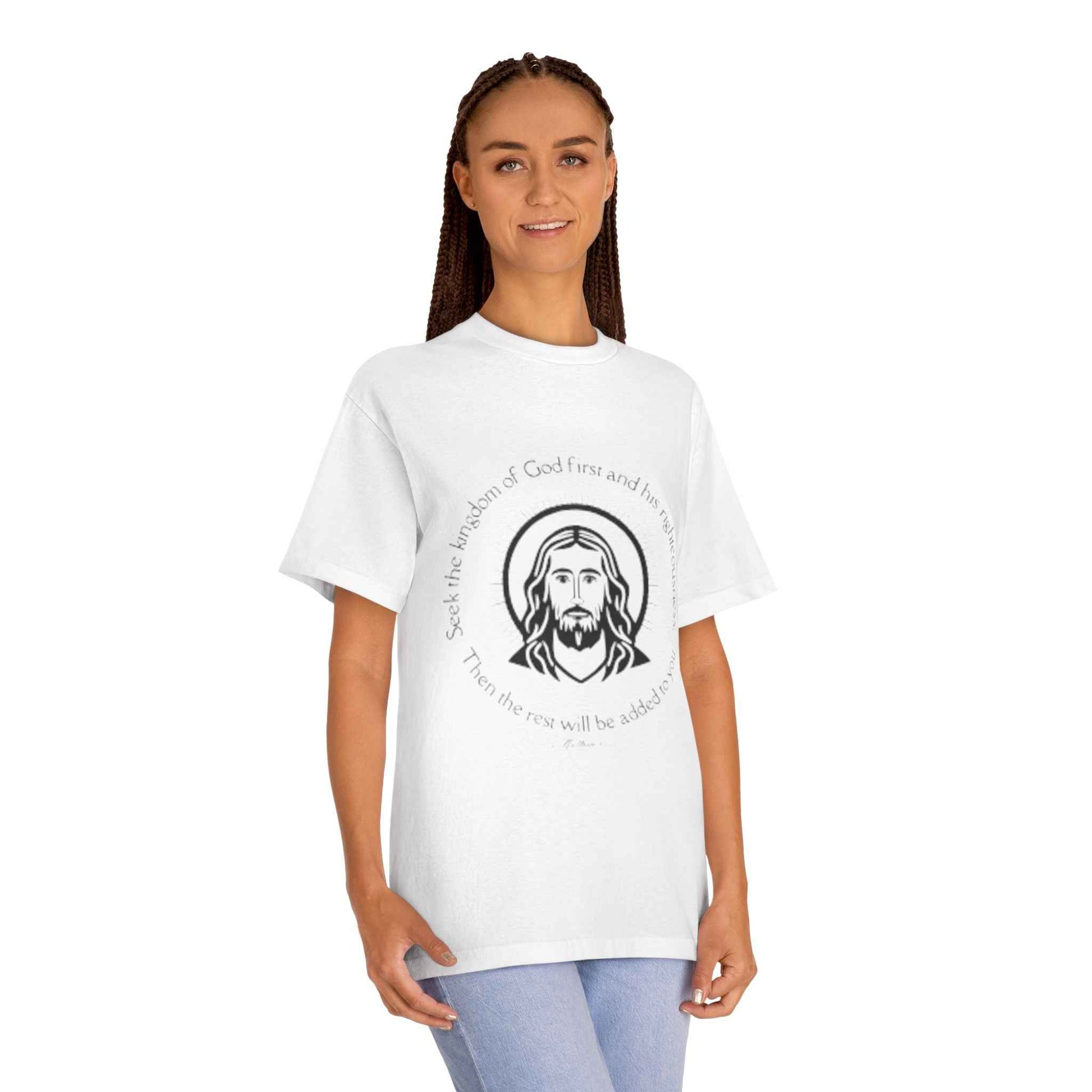 Christian Jesus Tee — "Seek the kingdom of God first" Spiritual Faith T-Shirt
