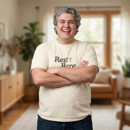 Rest Here T-Shirt — Minimal Faith Graphic Tee