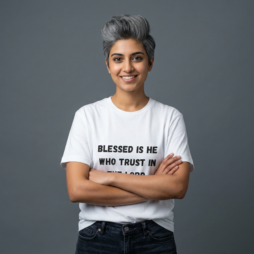 Blessed Is He Who Trust in the Lord T-Shirt | Scripture Tree Back Print