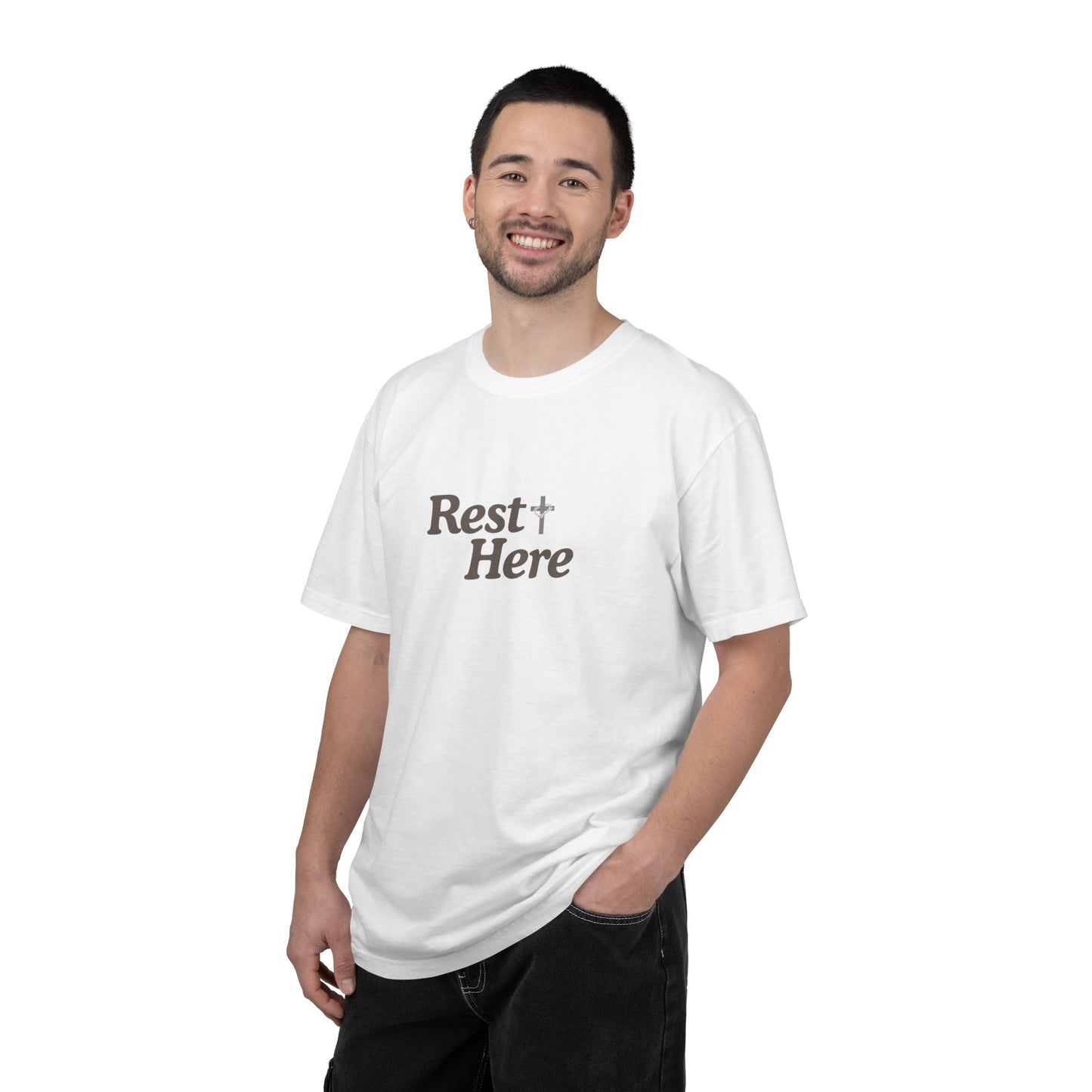 Rest Here T-Shirt — Minimal Faith Graphic Tee