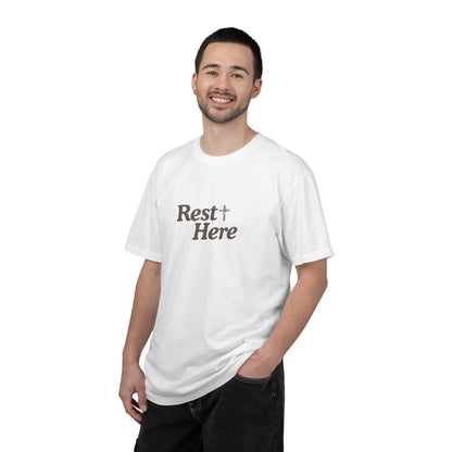 Rest Here T-Shirt — Minimal Faith Graphic Tee