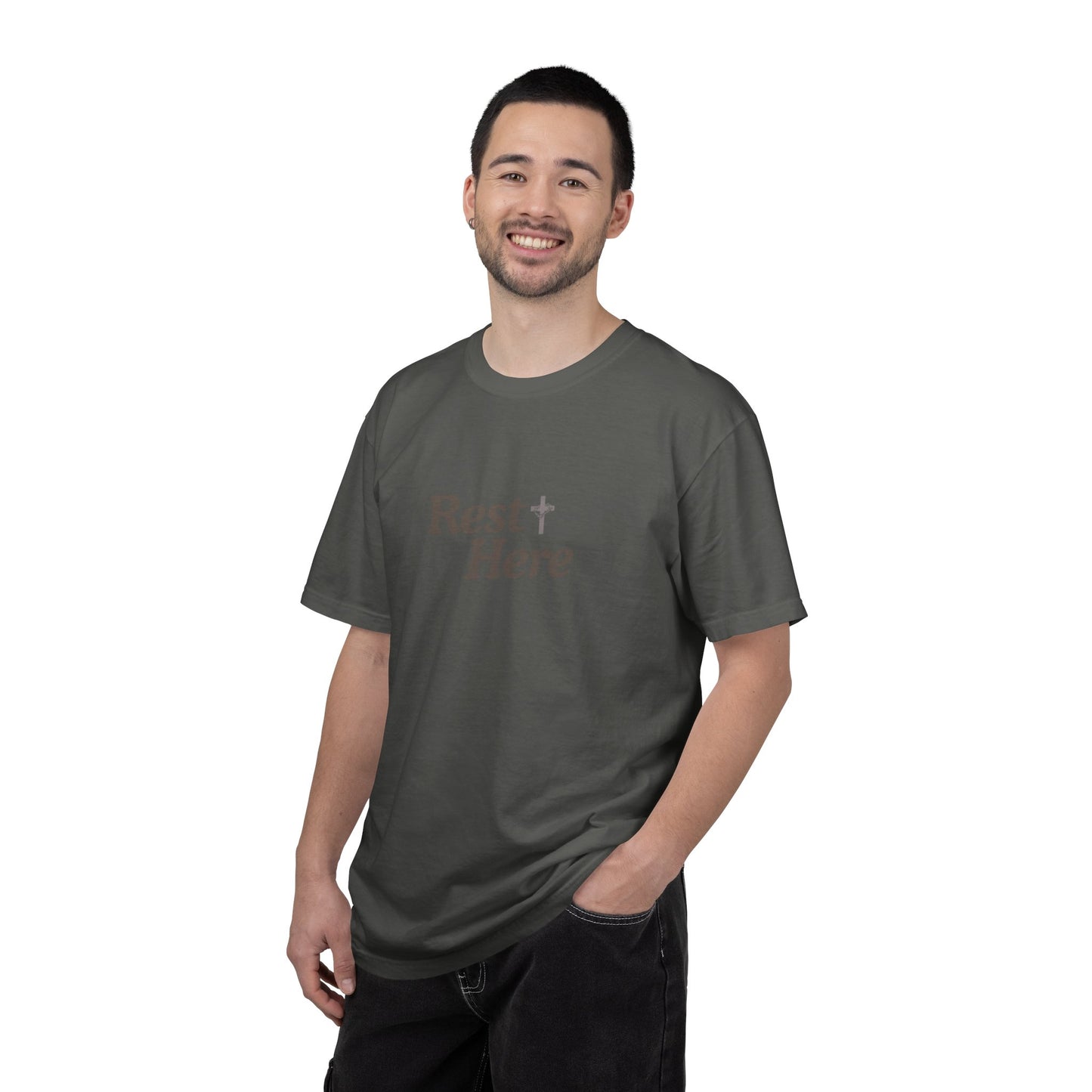 Rest Here T-Shirt — Minimal Faith Graphic Tee