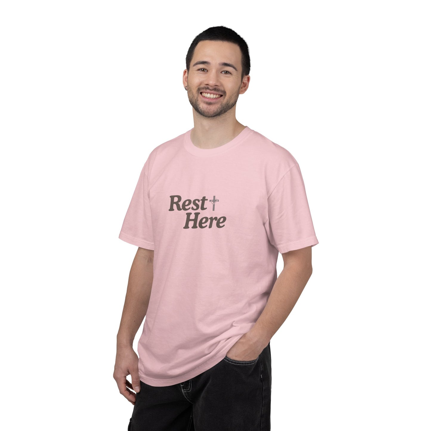 Rest Here T-Shirt — Minimal Faith Graphic Tee
