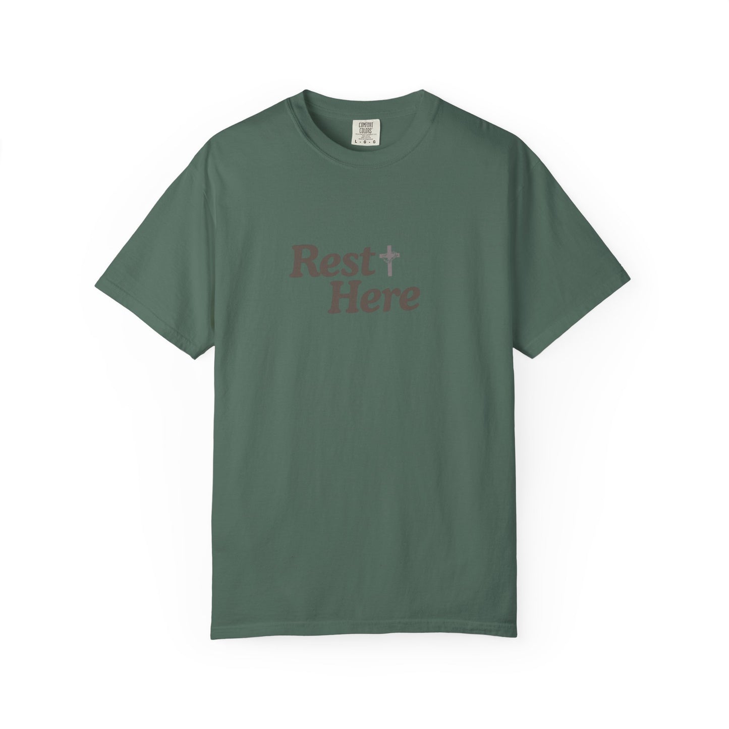 Rest Here T-Shirt — Minimal Faith Graphic Tee